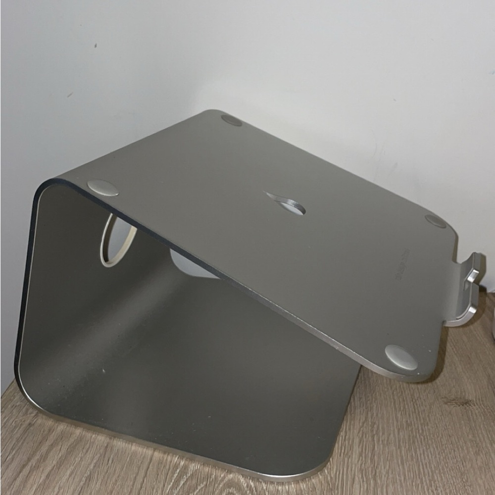 Ergonomic Gray Laptop Riser Stand - Sleek Aluminum Support